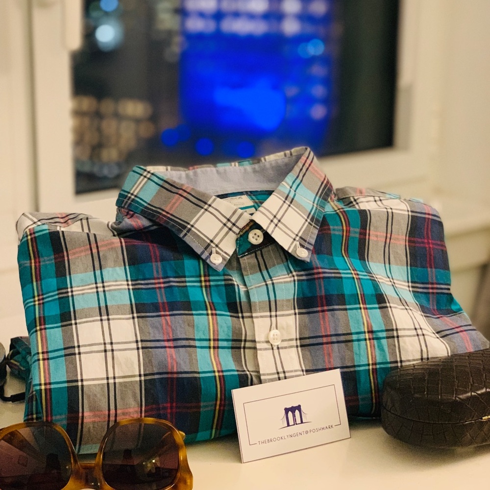 Bonobos blue and white plaid shirt